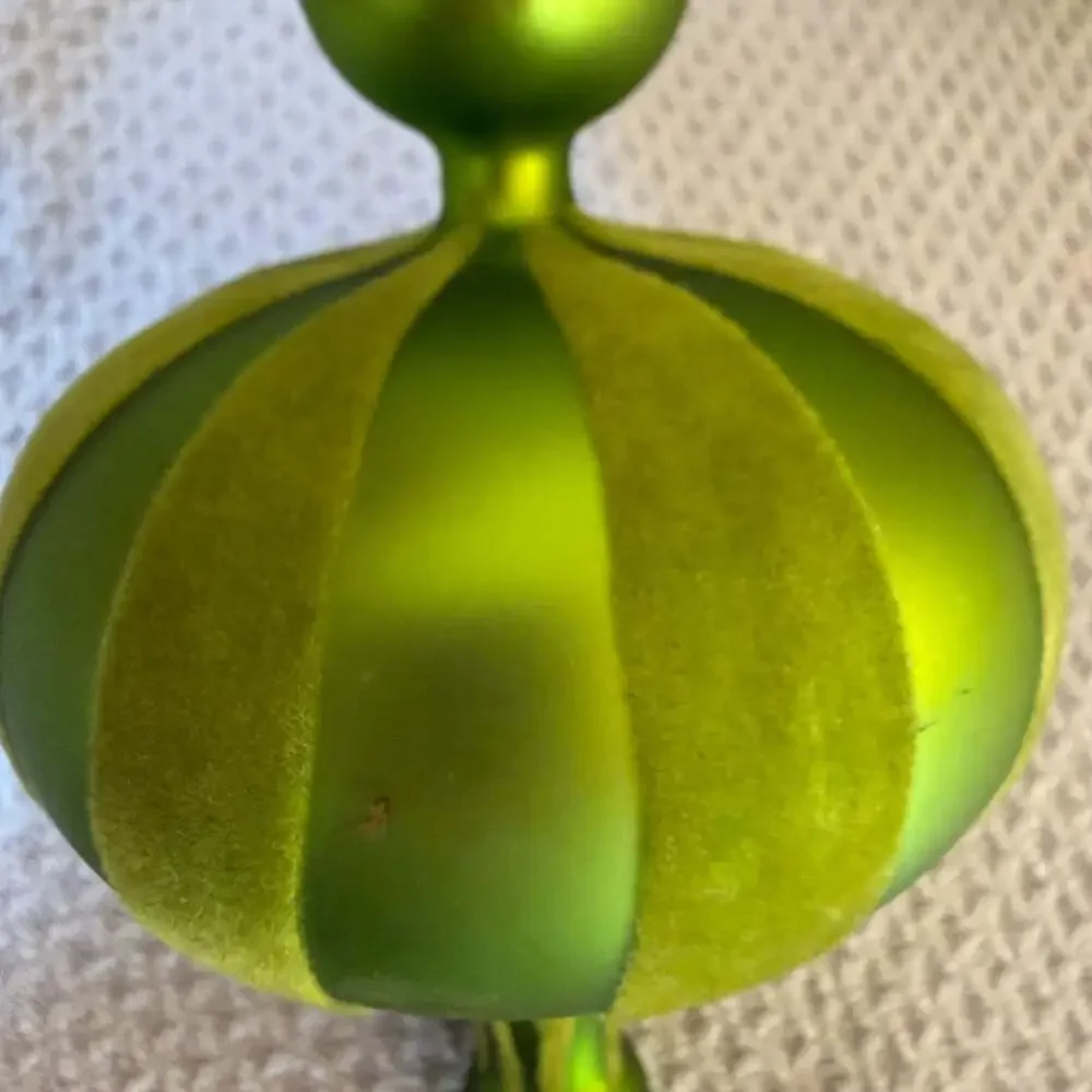 Lime Green Velvet Stripe Finial Christmas Ornament